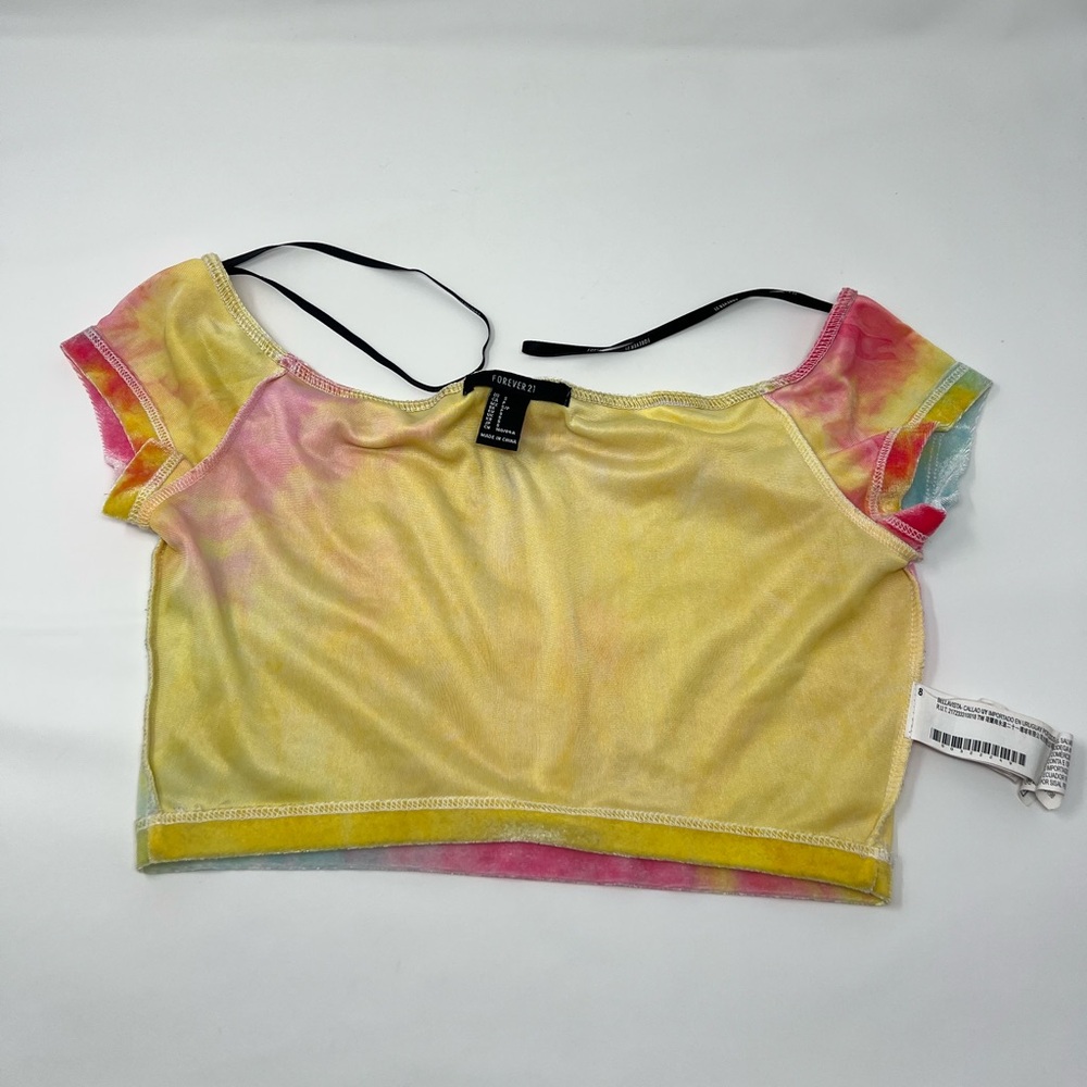 Tie Dye Crop Top Color Cropped Shirt Y2K Baby Tee Dyed Shirt Neon Bright Island - Picture 9 of 17